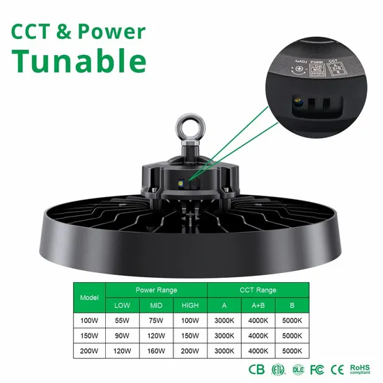 200lm/W UFO Factory Highbay Lights 100W 150W 200W Industrial Warehouse Workshop LED High Bay Light